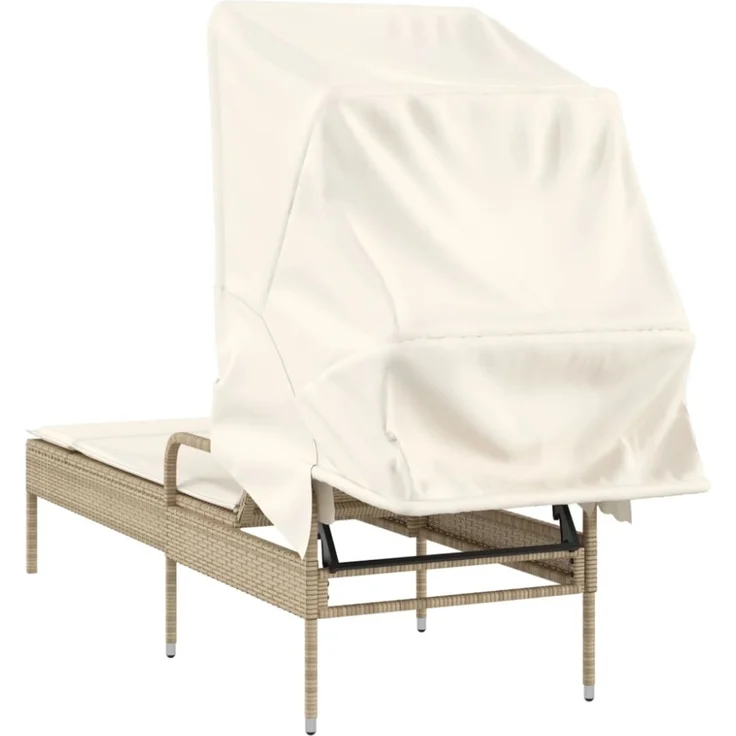 vidaXL Sonnenliege mit Dach Beige Poly Rattan 368192 – Bild 8