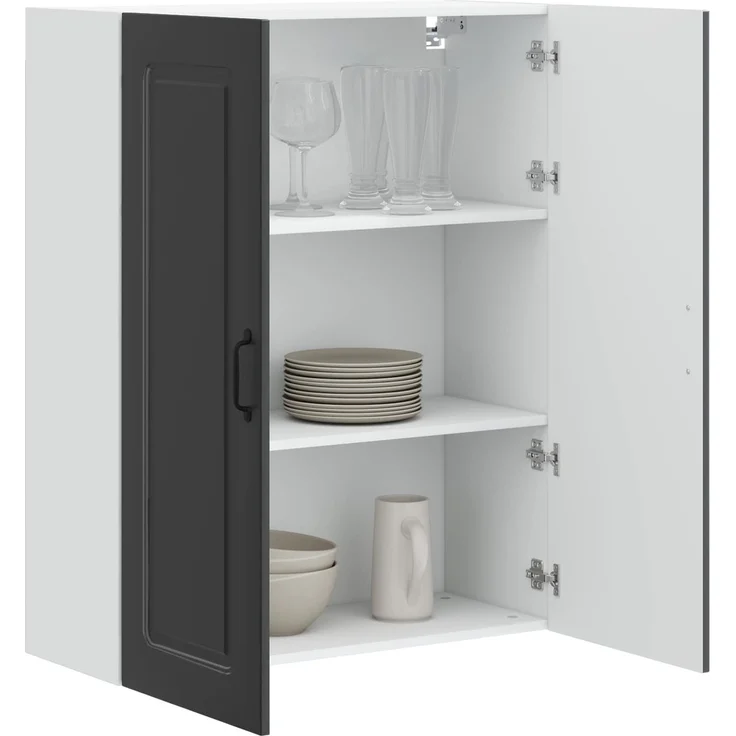 Hängeschrank, Küchenschrank Schwarz 80 x 31 x 100 cm Holzwerkstoff – Bild 3