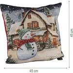 formano Weihnachtskissen 45 cm mit Schneemann-Motiv Deko Kissen mit Füllung ohne Reißverschluss - Weihnachten – festliches Sofakissen – Rückseite rot – Winter Dekoration