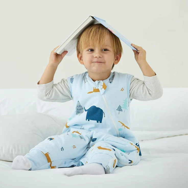 Duomiaomiao Baby Schlafsack, 1x Ganzjahresschlafsack, 1.5tog-elefanten Dschungel, 75cm / Babygröße 80-90cm, 100% Baumwolle – Bild 5