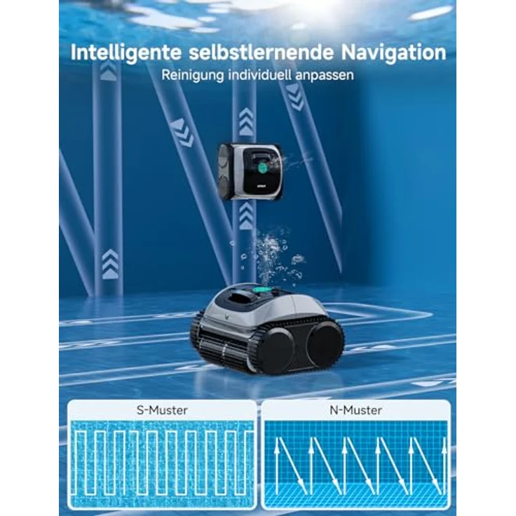 WYBOT C1 Poolroboter, Akku mit 155 Min Laufzeit, 5 Reinigungsmodi, für Wand und Boden bis 155 m², automatisierte Navigation – Bild 4
