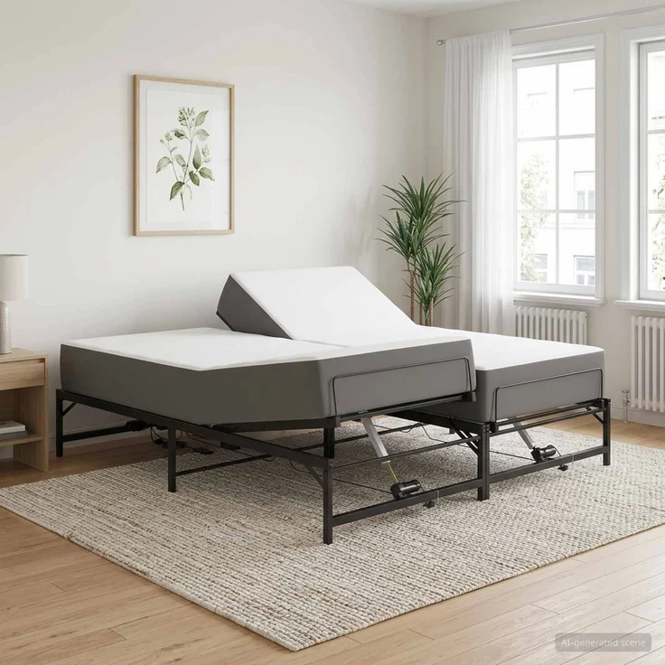 vidaXL Elektrisch verstellbares Bettgestell Schwarz 96 x 200 cm Stahl 3438626 – Bild 1