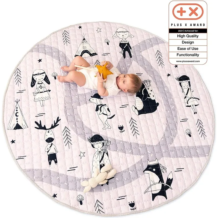 Hakuna Matte Gesteppte Krabbeldecke für Baby 150cm – Extra Dicke 1,5cm und Weiche Krabbelmatte in Schönem Unisex Design – Baby Spielmatte mit Rutschfester Unterseite zum Krabbeln und Spielen