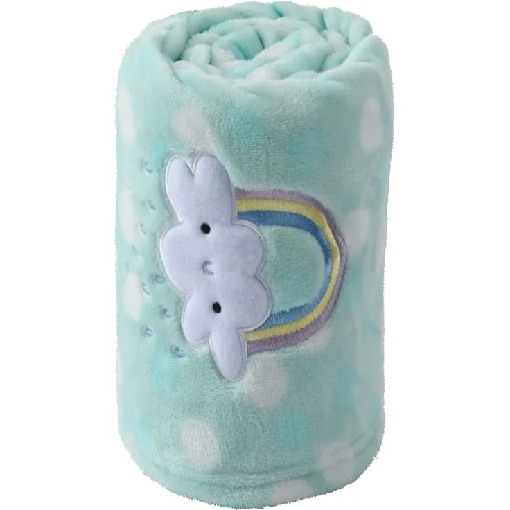 CREVENT Leichte, Flauschige, warme Plüsch-Babydecke für Säuglinge, Kleinkinder, Neugeborene, Unisex, Kinderbett, Kinderbett, Kinderwagen (75x100 cm, grüner Regenbogen, Unisex) – Bild 1