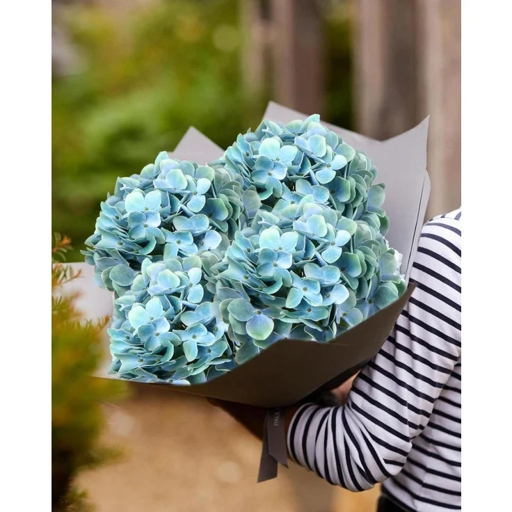 Künstliche Hortensie Blumen Real-Touch Kunstblumen Hydrangea Deko 2 Stück blaue – Bild 6
