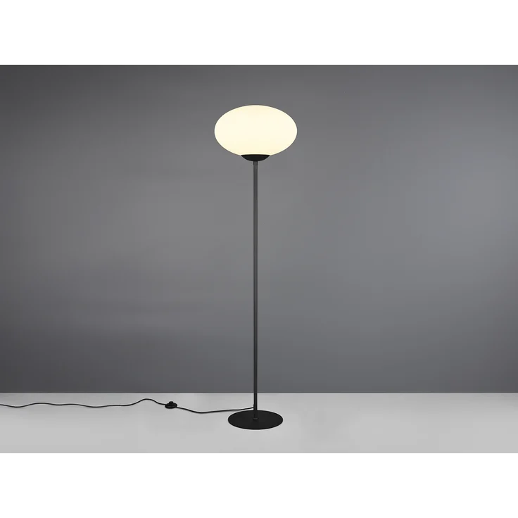 Retro LED Stehleuchte Schwarz mit Glaskugel Lampenschirm, Höhe 150cm – Bild 3