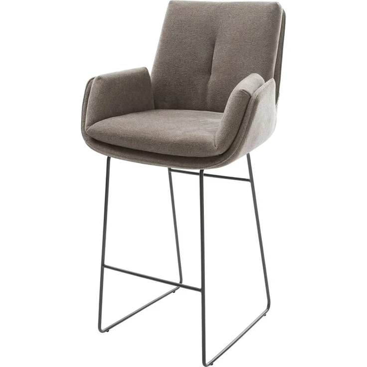 Barstuhl Clea-Flex Strukturstoff Soft Taupe Kufengestell Metall Schwarz – Bild 1