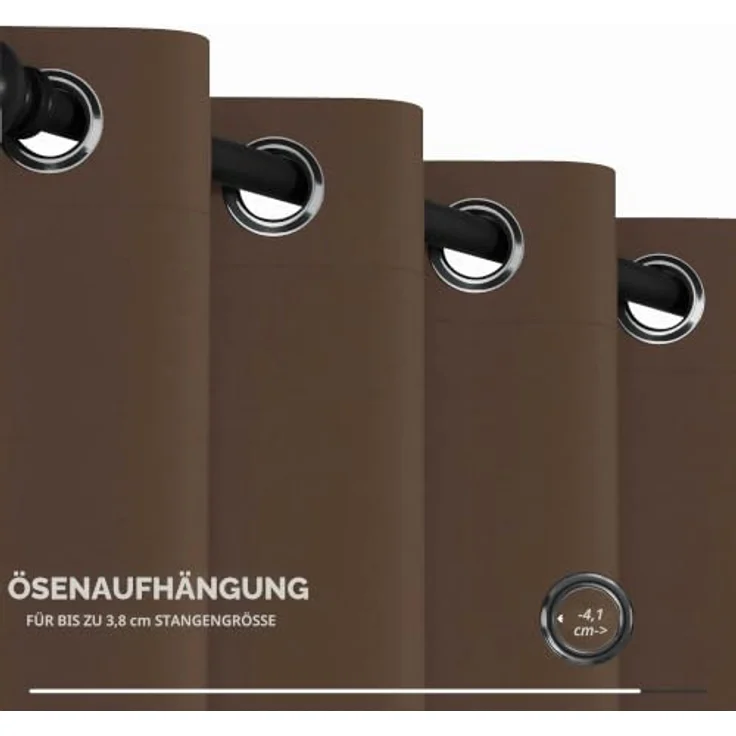 Deconovo Gardinen Schlafzimmer Blickdicht Thermovorhang mit Ösen Braun | 1 Stück, H270 x B200 cm, Verdunkelungsvorhang Hitzeschutz, Sichtschutz für Wohnzimmer, Blackout Curtain, UV-Schutz, Vorhänge – Bild 6