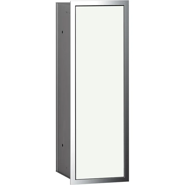 Emco Asis 150 Unterputz Badschrank für WC-Bürste, chrom/Glas weiß, Einbauschrank, Türanschlag wählbar - 973027831 – Bild 1