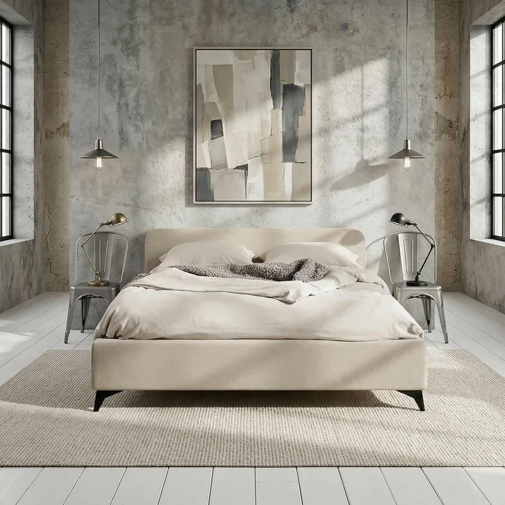 IDIMEX Polsterbett VIRETTA, Bett mit Lattenrost 140x200 cm, Doppelbett mit Kopfteil Stoff weiß