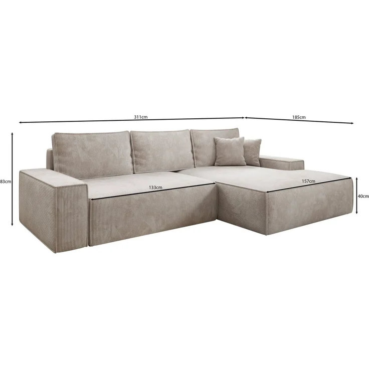 Luxusbetten24 Schlafsofa Designer Sofa Verona mit breiter Ottomane, mit Schlaffunktion und Stauraum – Bild 2