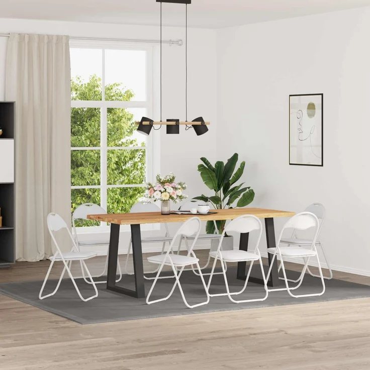 vidaXL Klappstuhl 8 pcs Weiß 48 x 43,5 x 81 cm Kunstleder 42029051 – Bild 1