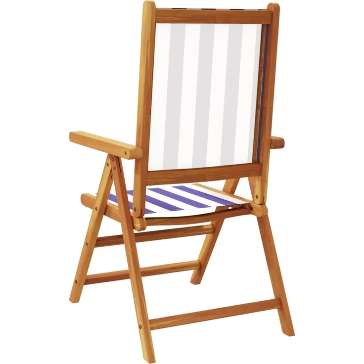 vidaXL Gartenstühle Verstellbar 8 Stk. Blau Weiß Stoff und Massivholz 3214555 – Bild 5