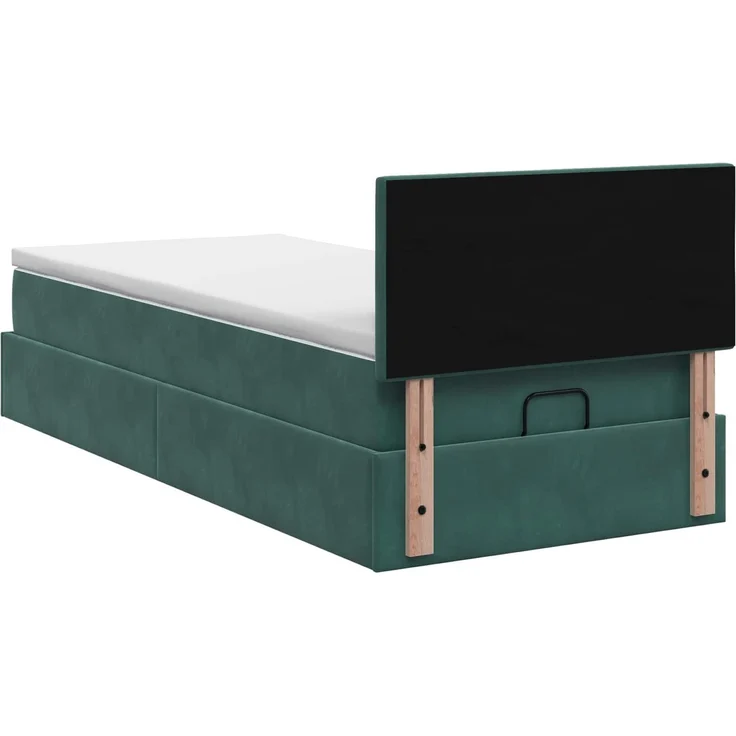 vidaXL Ottoman-Bett mit Matratze und LED Dunkelgrün 80 x 200 cm Samt 3457176 – Bild 11