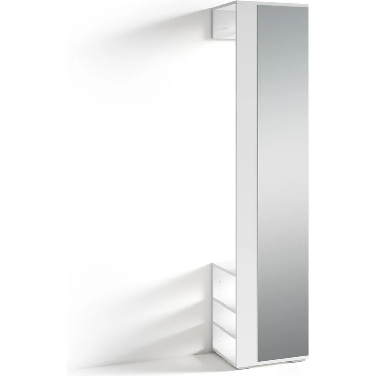 byLIVING Flurgarderobe BEN / Garderobe matt weiß mit Spiegel / Spiegelschrank für den Flur mit Kleiderstange und Ablage / B 40, H 184, T 35 cm – Bild 1