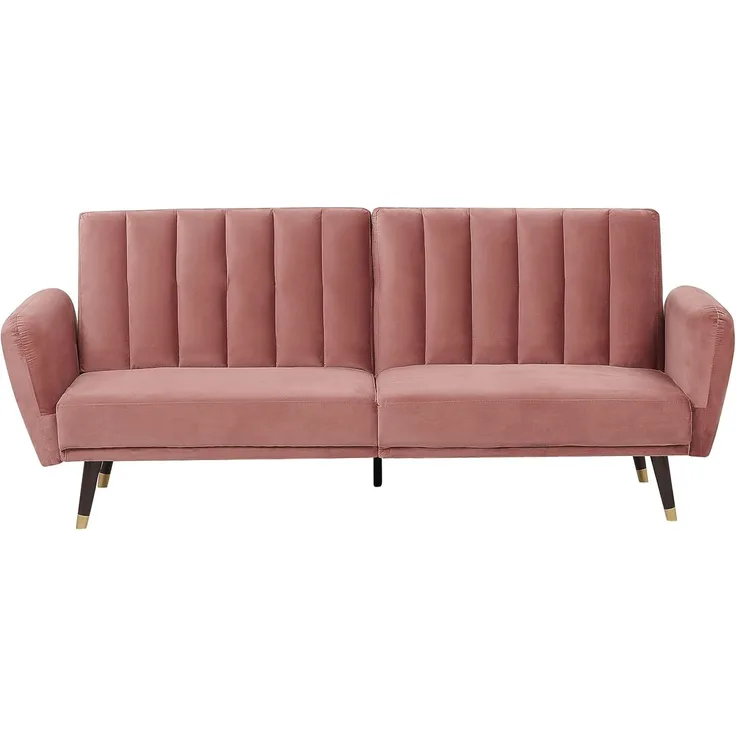 Schlafsofa 3-Sitzer Samtstoff rosa VIMMERBY