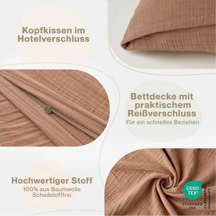 Laleni Kinderbettwäsche Kinderbettwäsche aus Baumwolle - Musselin Bettwäsche, Oeko-TEX zertifizierte Bettwäsche Sommer – Bild 2