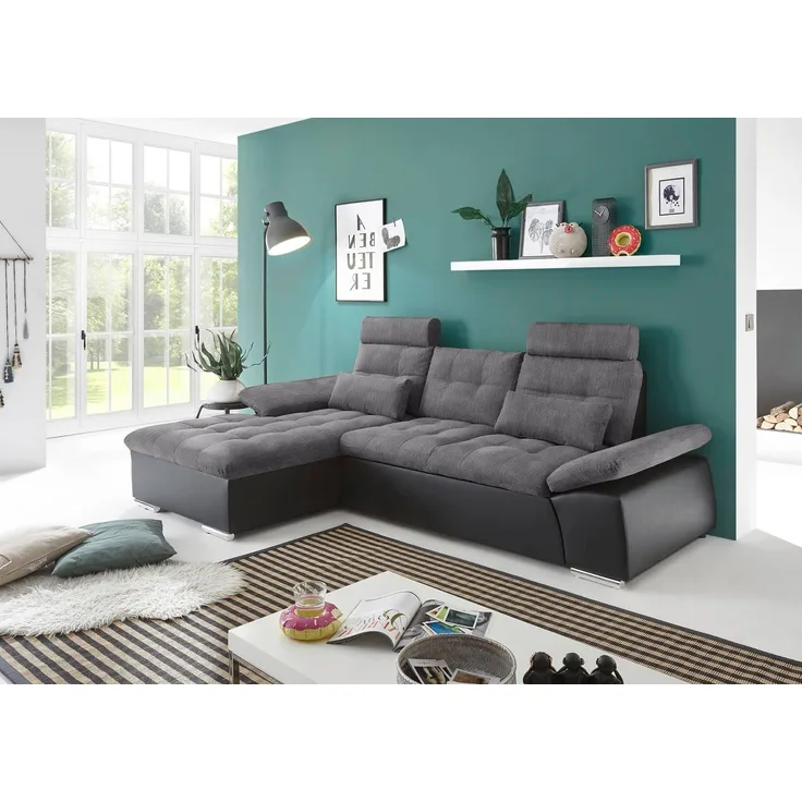 Bega Ecksofa L JAKARTA mit Schlaffunktion schwarz anthrazit