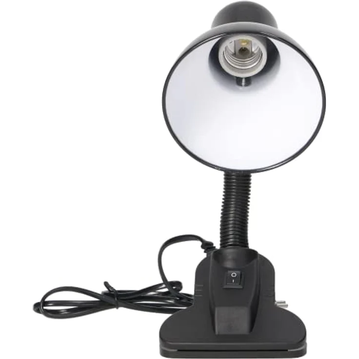 Virone LATSA Leselampe E27 mit Clip, schwenkbarer Lampenkopf, flimmerfrei, schwarz – Bild 3
