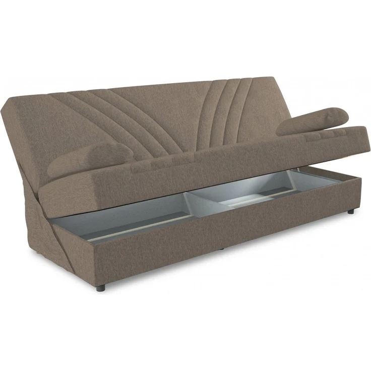 Dmora 3-Sitzer Schlafsofa Apicella, Sofa mit Stauraum und 2 Kissen inklusive, Wohnzimmersofa aus Stoff mit Klick-Klack-Öffnung, 181 x 81 x 88 cm, Beige – Bild 5