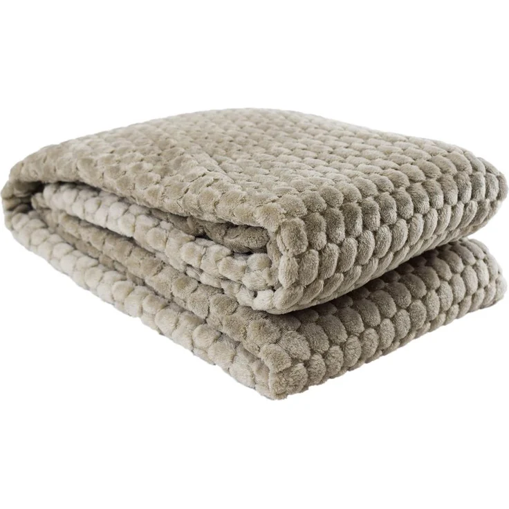Wohndecke mit Tupfen Popcorn 150 x 200 cm Kuscheldecke mit gepunktetem Design taupe