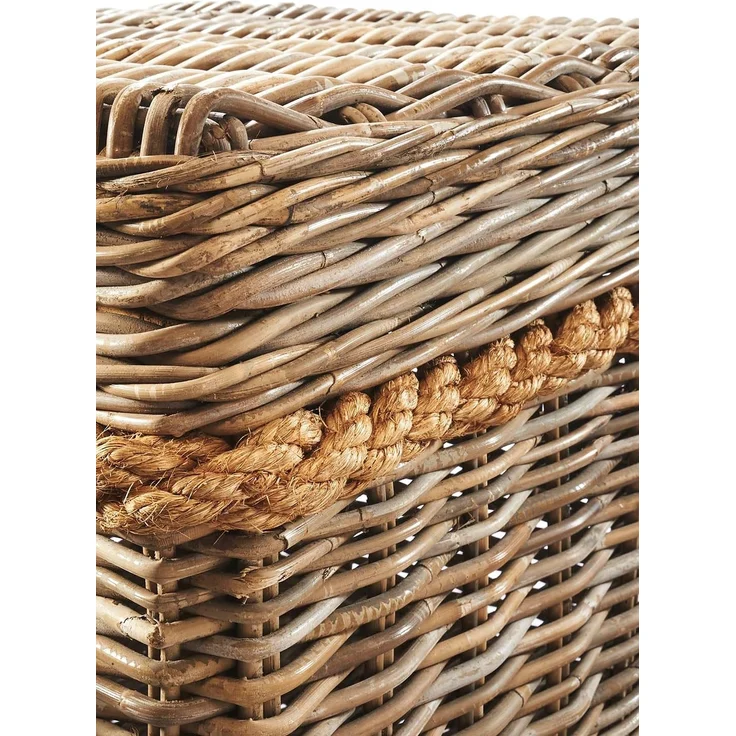 Kobolo Truhe Sitztruhe aus geflochtenem Rattan in kubu grey 50x50x45 cm – Bild 2
