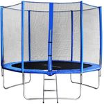 SixBros. SixJump 3,05 M Gartentrampolin, blau, mit Sicherheitsnetz, Leiter und Wetterplane, max. 120 kg Belastbarkeit