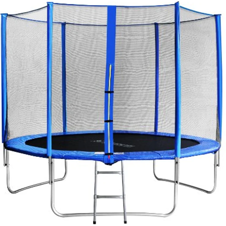 SixBros. SixJump 3,05 M Gartentrampolin, blau, mit Sicherheitsnetz, Leiter und Wetterplane, max. 120 kg Belastbarkeit – Bild 1