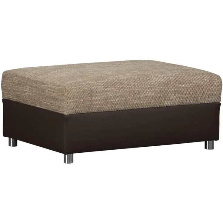 CAVADORE Hocker Caaro im Materialmix mit Kunstleder / Bequemer Sitzhocker im modernen Design / 96 x 66 x 42 / Hellbraun-Braun
