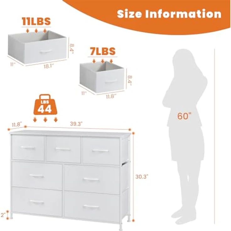 DUMOS Kommode für Schlafzimmer mit Stoffschubladen hohe Organizer für Kleidung Schrank Kinderzimmer – Bild 3