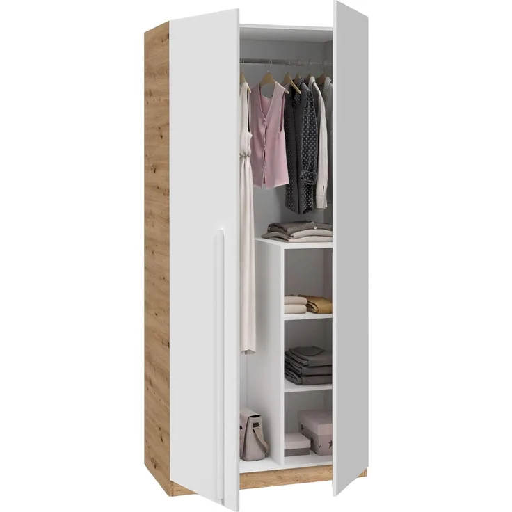 Habitdesign Jugendschrank, Weiß (Artik Y Eiche Nodi), Mediano