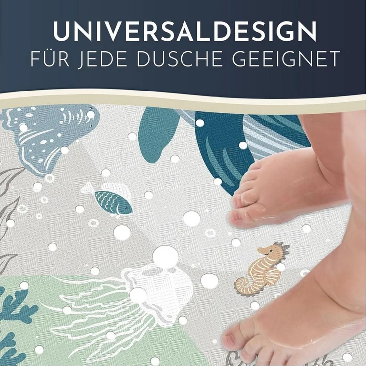 Homerella Duschmatte rutschfest Kinder - 100% BPA frei Inkl. 2 Haken zum Aufhängen 53x53cm, Antirutschmatte Dusche Baby hautintensiv & schimmelresistent, - Duscheinlage maschinenwaschbar – Bild 2
