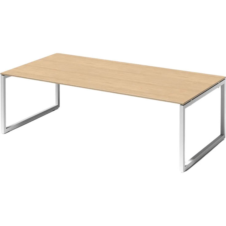 Bisley Cito Konferenztisch 240x120 cm, Tischplatte in Ahorn, O-Gestell in Weiß - Besprechungstisch & Meetingtisch, großer Chef Schreibtisch XXL-Tisch Konferenzraum Chefbüro, DOF2412-MP-396 – Bild 1