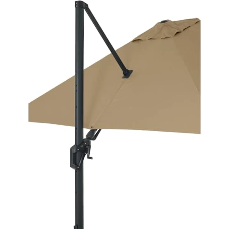 Siena Garden Ampelschirm Elio, 300 cm x 300 cm, Taupe, stufenlos neigbar, 360° drehbar, wasserabweisend – Bild 3