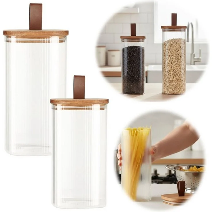 LS-LebenStil Vorratsdose Vorratsdosen 2´er Set aus Glas mit Deckel Vorratsglas Luftdicht Küche, Glas, (2-tlg) – Bild 4