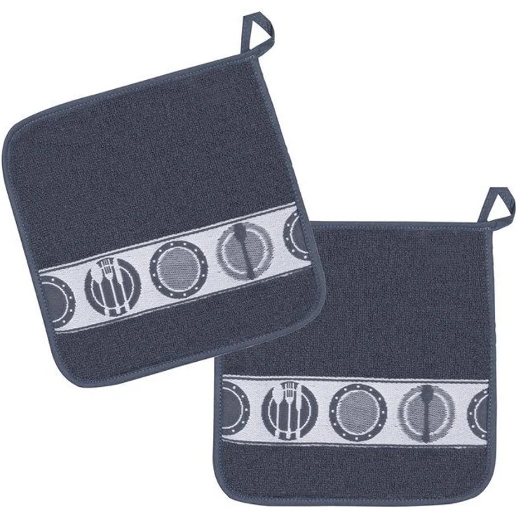 Kracht Topflappen Teller, (2-tlg, 2-teilig), 2er Set Topflappen, Baumwoll Frottier, ca. 22x22 cm – Bild 2