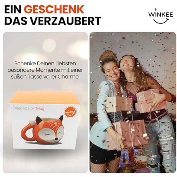 Winkee Tasse Kaffeebecher /Teebecher schlafender Fuchs, Keramik – Bild 6