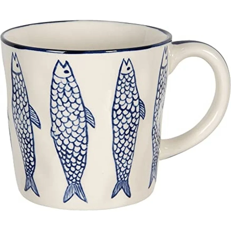 Clayre & Eef Tasse Maritime Keramik-Tasse Fisch 300 ml, robust & handlich – Bild 1