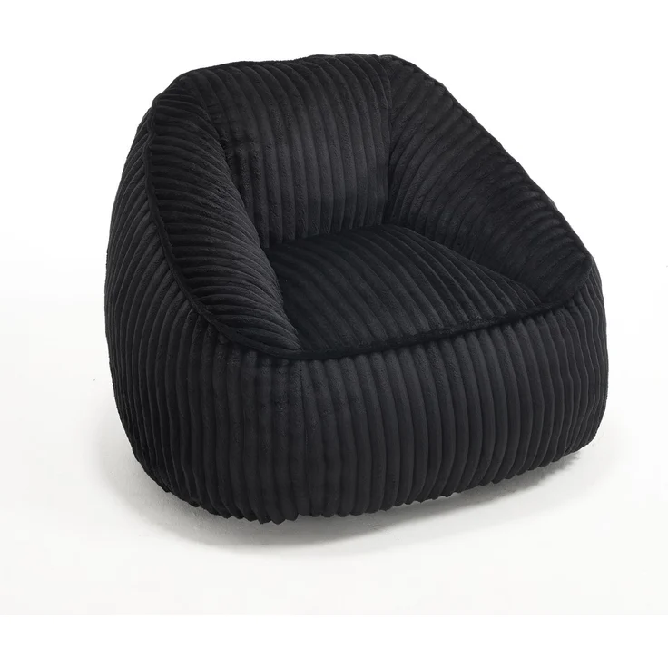 Sitzsack aus Cord mit Schaumstofffüllung, leicht zu bewegen, 98x92x73 cm, Schwarz – Bild 5