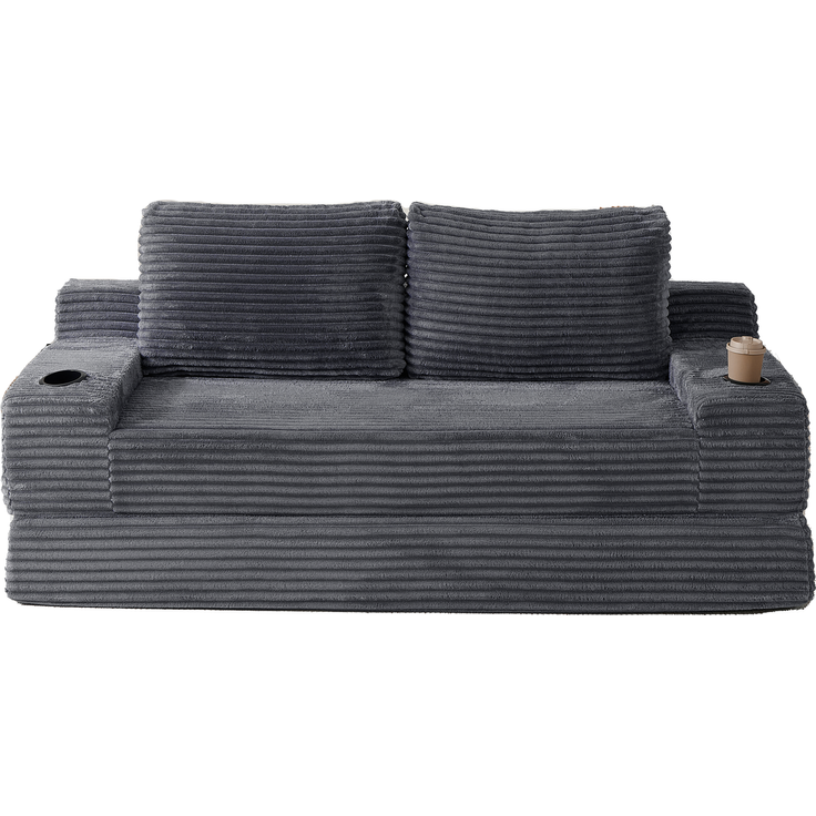 ZUBALIYA Sofa mit LED - Beleuchtung, mit Stauraum, mit Cordbezug, mit breiten Armlehnen, ohne aufwendige Montage – Bild 12