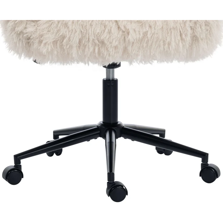 Bürostuhl 50×55×92,2 cm in Beige mit klappbaren Armlehnen und Höhenverstellung – Bild 6