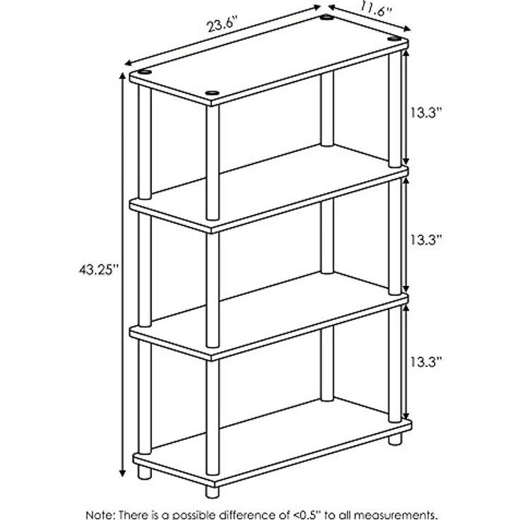 Furinno Turn-N-Tube 4-Stufe Mehrzweck-Regal, Columbia Walnut/Schwarz, 59. 9 (Breite) x 109. 9 (Höhe) x 29. 7 (Tiefe) cm – Bild 4
