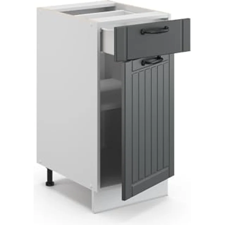 Küchenunterschrank Fame-Line Anthrazit Landhaus 40 cm ohne Arbeitsplatte Vicco – Bild 6