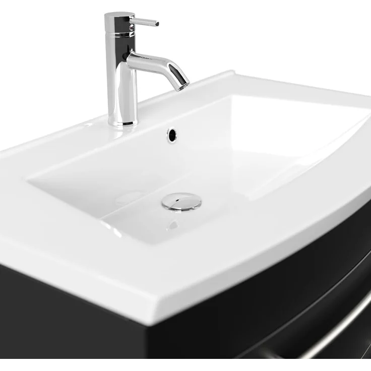 Badmöbel Bella 80 mit runder Front SoftClose schwarz : Schwarz – Bild 6