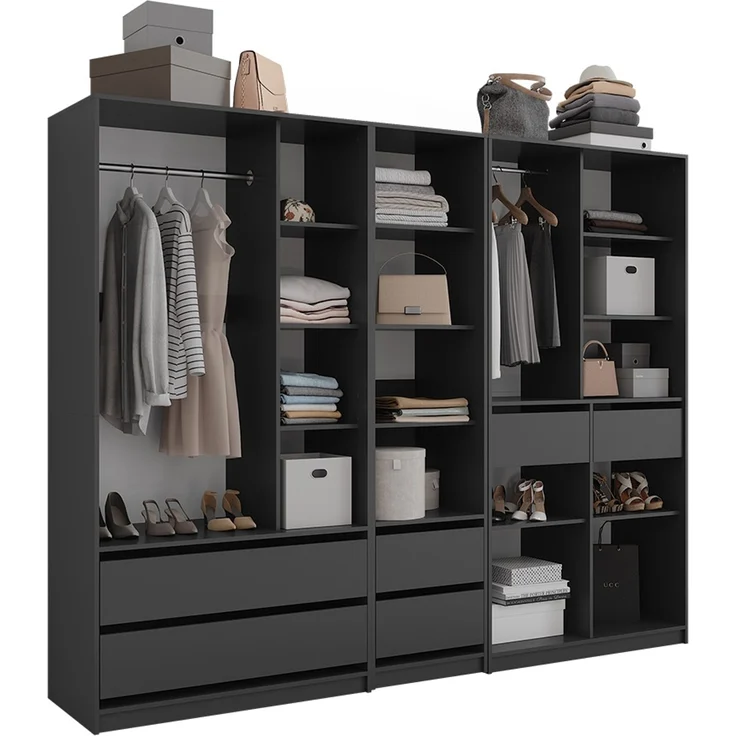 Kleiderschrank Elmo Anthrazit 100 x 200 cm 3er Set Vicco – Bild 6