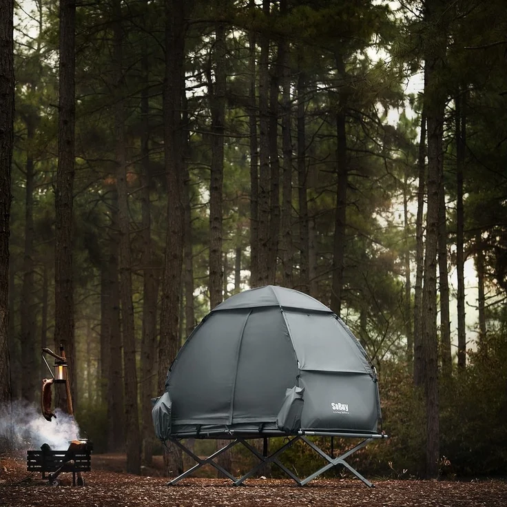 SoBuy Feldbett OGS32 Campingzelt 4in1-Zelt mit Campingliege Schlafsack Luftmatratze – Bild 2