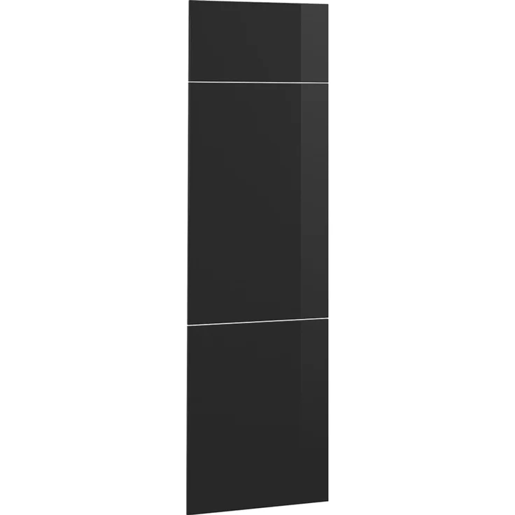 Küchenfront R-Line Schwarz Hochglanz 59.6 x 196 cm Möbelfront für den Kühlumbauschrank Vicco – Bild 1
