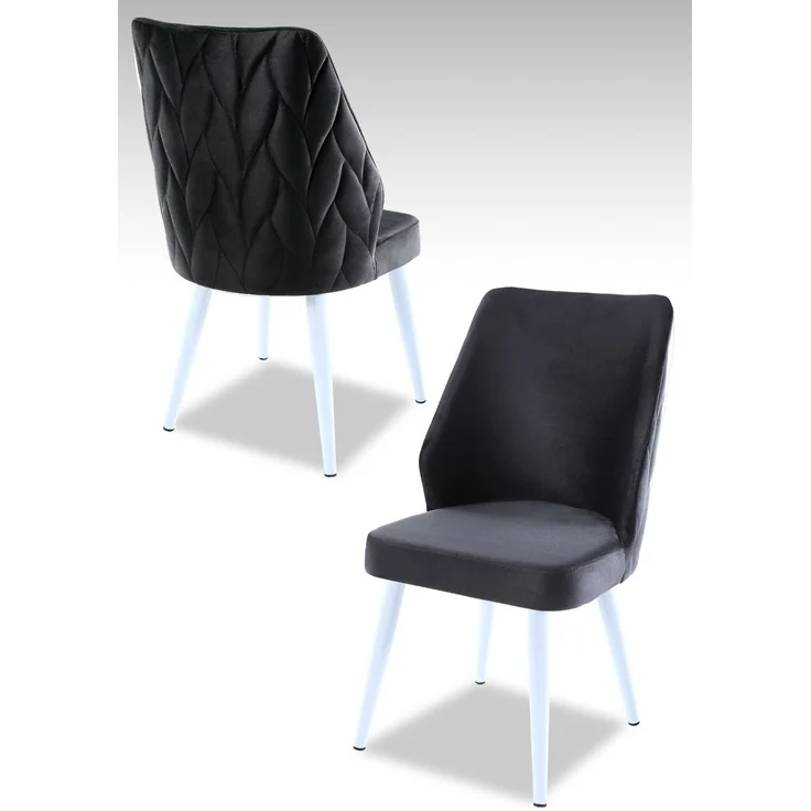 Skye Decor 'Pufi - Anthracite, White' Stuhlset (2-teilig), Anthrazit / Weiß, 48 x 90 x 43 cm