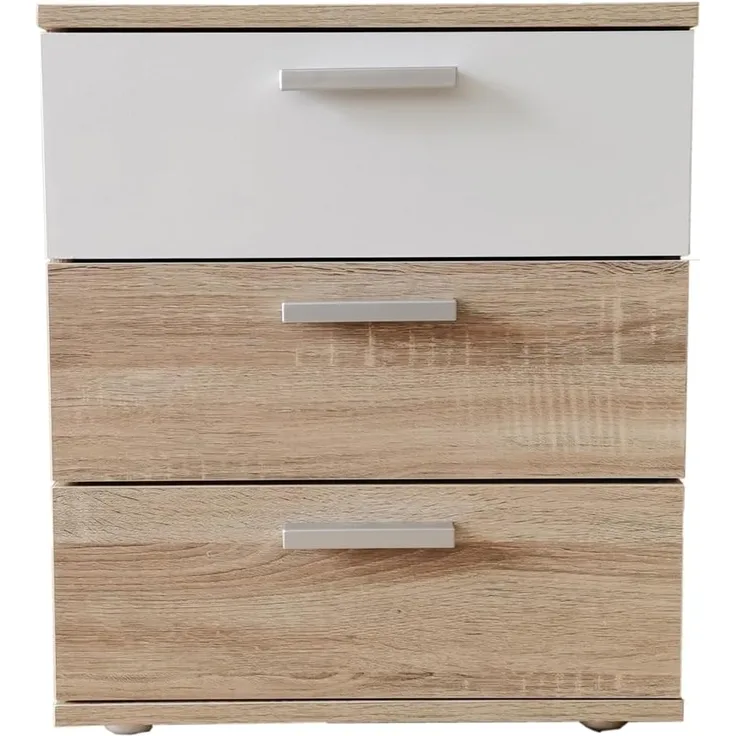 HTI-Living Nachtschrank Nachtkommode 3 Schubladen Nina Sonoma Weiß (Stück, 1-St, 1 Nachtschrank) Nachtschrank Nachttisch
