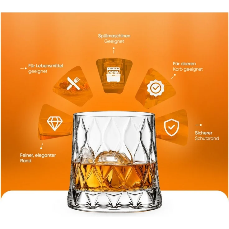 Pasabahce Gläser-Set Leafy, 6-tlg, Glas, ideal für Whisky, Bourbon & Cocktails, 300ml, 4er Set – Bild 4